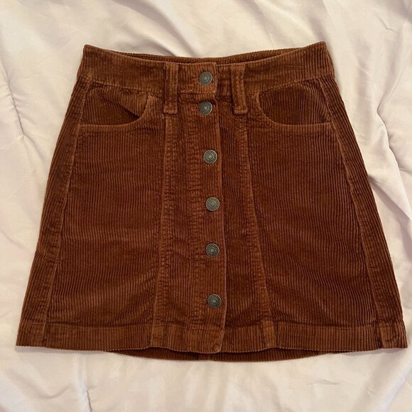 American Eagle Outfitters Dresses & Skirts - American Eagle Corduroy Button-Up Skirt Size 000 Regular Super Hi-Rise A-Line